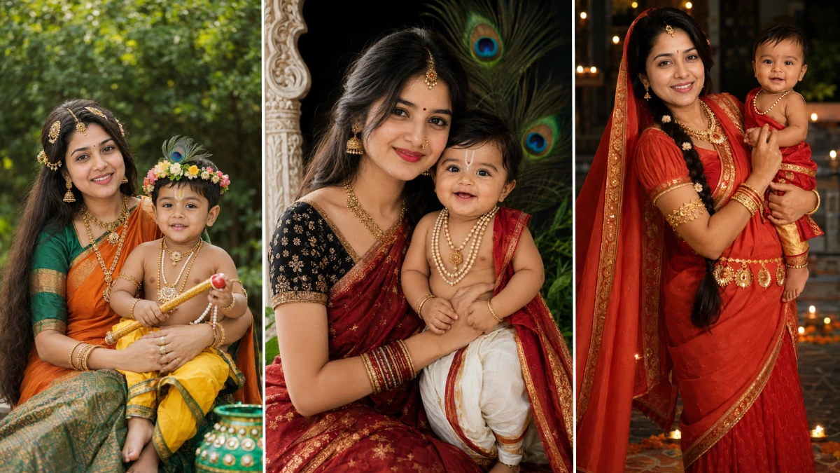 Yashoda Maa & Bal Krishna AI Photo Prompts for Janmashtami