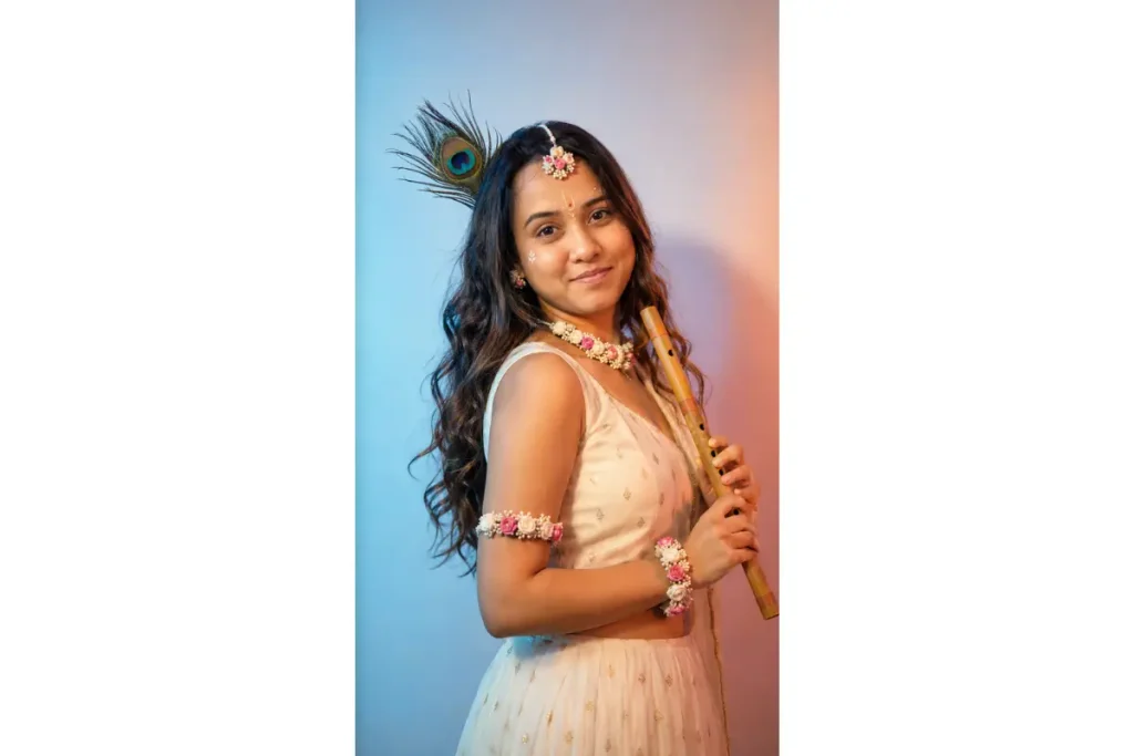 Radharani Traditional Outfit Look with Krishna Flute