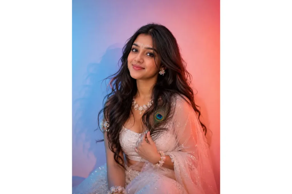 radharani look in Pink Lahnga Floral Jewellery Portrait