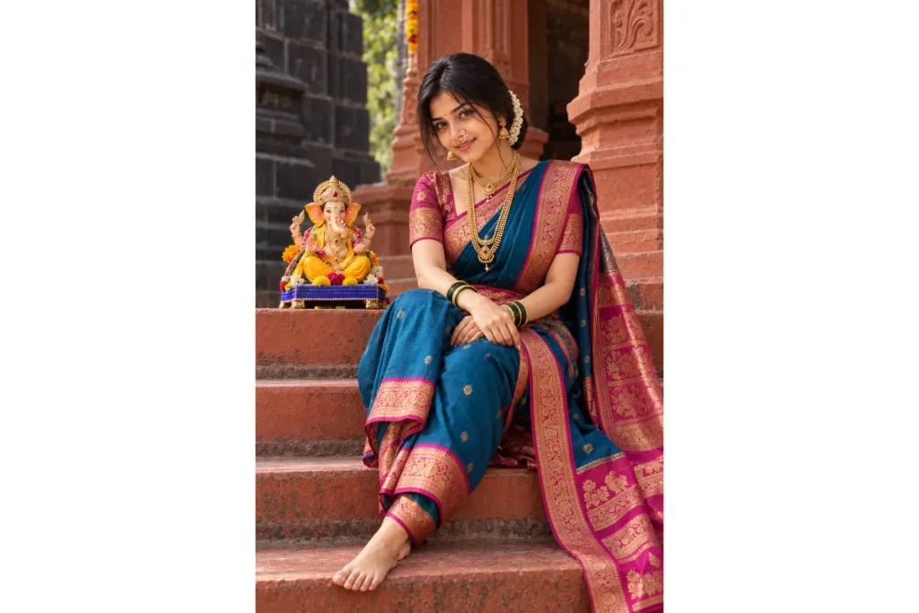 Teal-Blue Navari at an Old Temple
