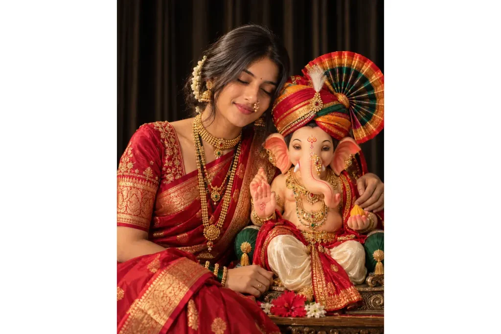 Red Navari Lugda with Bappa
